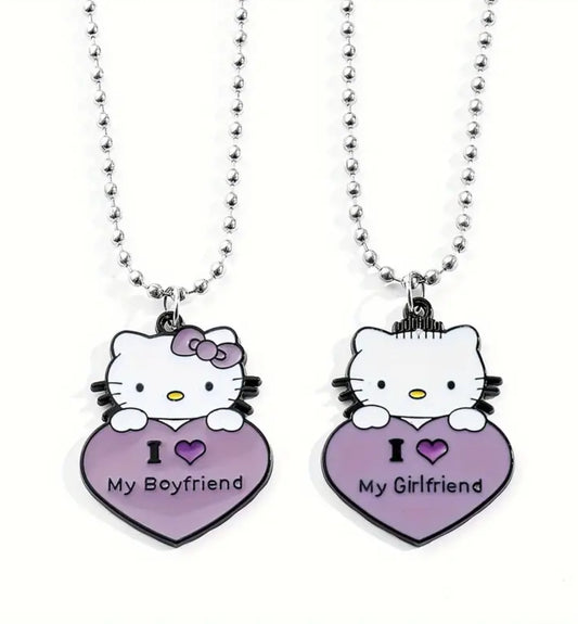 Charm kitty Pendant necklaces I love my girl/boyfriend