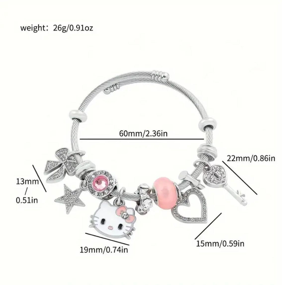 Charmkitty Pendant Necklace & Bracelet set